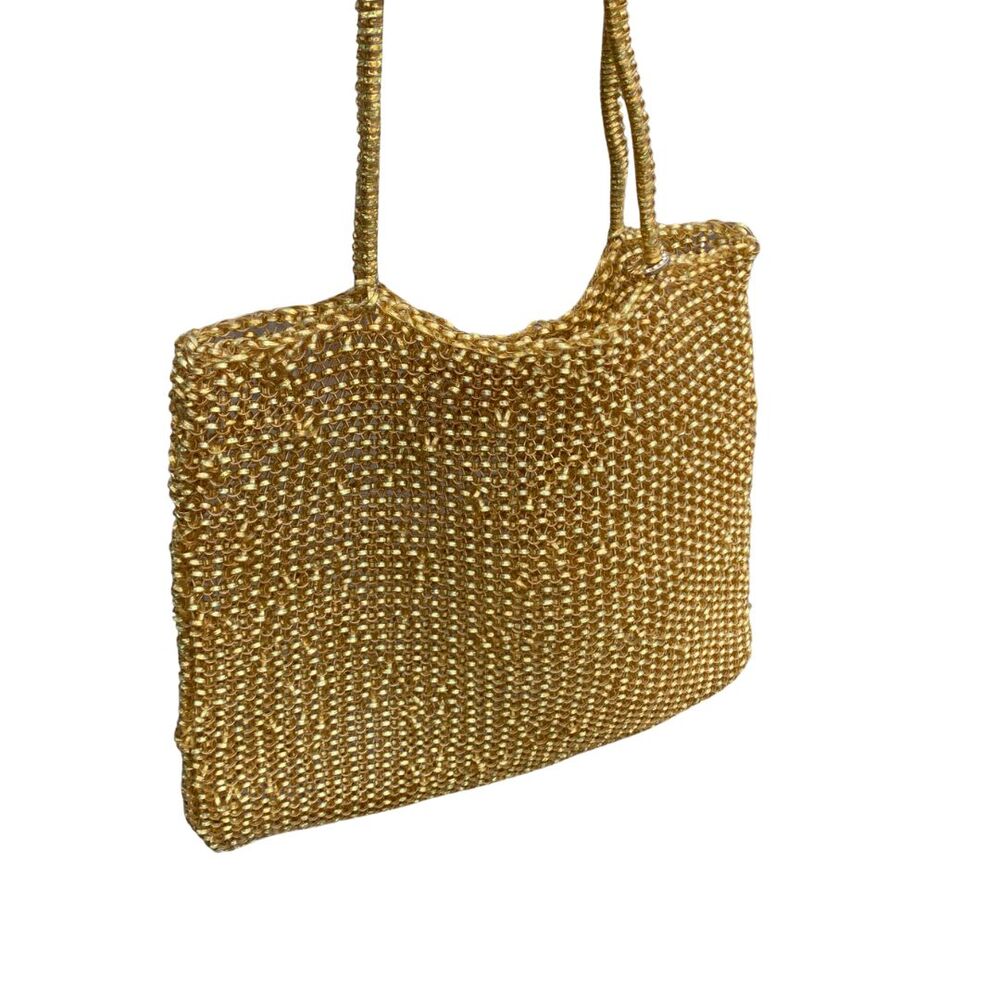 ANTEPRIMA Milan Champagne Gold Wire Bag Tote with Rhinestone Logo Charm - Picture 15 of 15